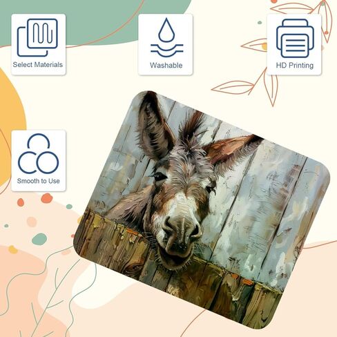 Comfortable Mouse Pad Farmhouse Funny Donkey on Wooden Desktop Mousepad, 8.3 x 9.8 in Mouse Mat, Non-Slip Rubber Base, Improves Speed and Precision in Saudi Arabia