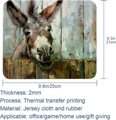 Comfortable Mouse Pad Farmhouse Funny Donkey on Wooden Desktop Mousepad, 8.3 x 9.8 in Mouse Mat, Non-Slip Rubber Base, Improves Speed and Precision in Saudi Arabia
