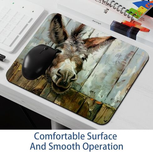 Comfortable Mouse Pad Farmhouse Funny Donkey on Wooden Desktop Mousepad, 8.3 x 9.8 in Mouse Mat, Non-Slip Rubber Base, Improves Speed and Precision in Saudi Arabia