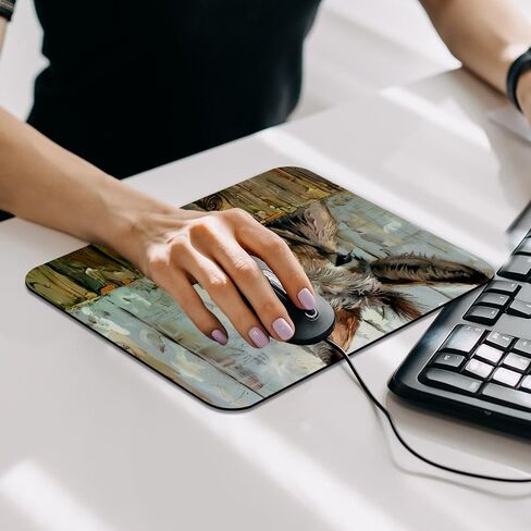 Comfortable Mouse Pad Farmhouse Funny Donkey on Wooden Desktop Mousepad, 8.3 x 9.8 in Mouse Mat, Non-Slip Rubber Base, Improves Speed and Precision in Saudi Arabia