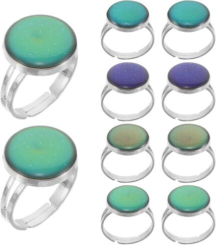 10 قطع من خواتم المزاج من SOIMISS - خاتم مزاج عتيق قابل للتعديل يتغير الألوان للنساء - للاستخدام اليومي أو المناسبات تصميم مفتوح قابل للتكديس in Kuwait