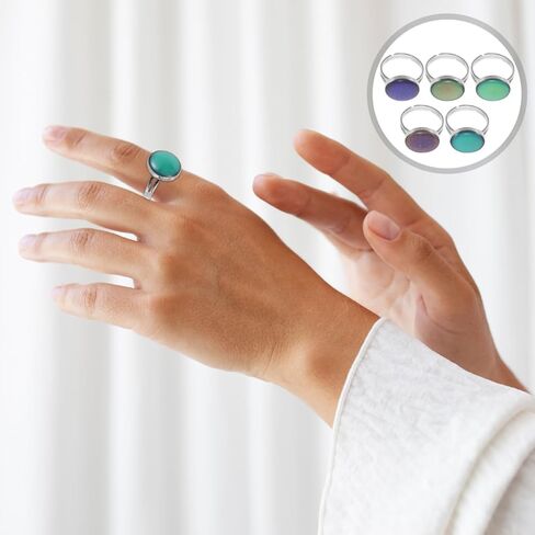 10 قطع من خواتم المزاج من SOIMISS - خاتم مزاج عتيق قابل للتعديل يتغير الألوان للنساء - للاستخدام اليومي أو المناسبات تصميم مفتوح قابل للتكديس in Kuwait