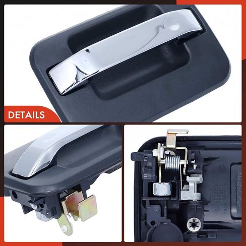 مقبض الباب الخارجي للجانب الأيسر الخلفي من A-Premium متوافق مع Ford F-150 F150 2009-2014 Crew Cab Pickup، غطاء أسود مزخرف مع رافعة من الكروم، استبدال # CL3Z-1626605-AB، CL3Z1626605AB in Saudi Arabia