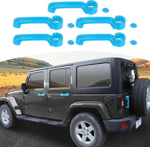 ل Jeep JK غطاء مقبض الباب الكسوة الطفل الأزرق ل جيب رانجلر JK 4DR 2007-2017 الطفل الأزرق الخارجي اكسسوارات 5 قطعة in Saudi Arabia