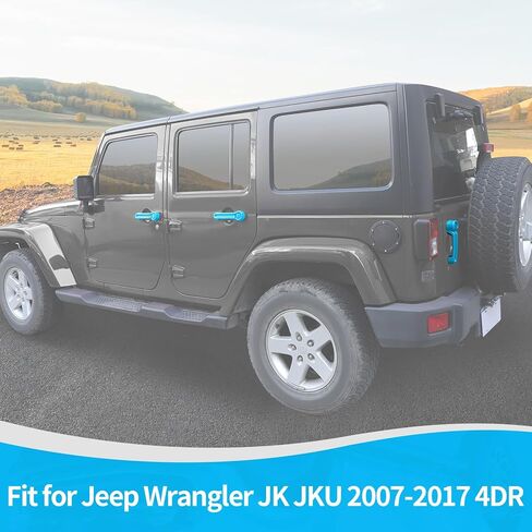for Jeep JK Door Handle Cover Trim Baby Blue for Jeep Wrangler JK 4DR 2007-2017 Baby Blue Exterior Accessories 5pcs in Saudi Arabia