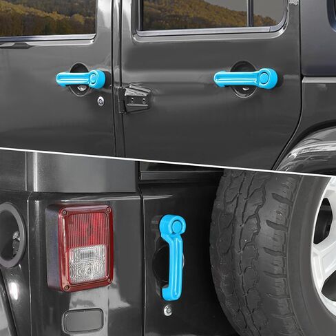 for Jeep JK Door Handle Cover Trim Baby Blue for Jeep Wrangler JK 4DR 2007-2017 Baby Blue Exterior Accessories 5pcs in Saudi Arabia