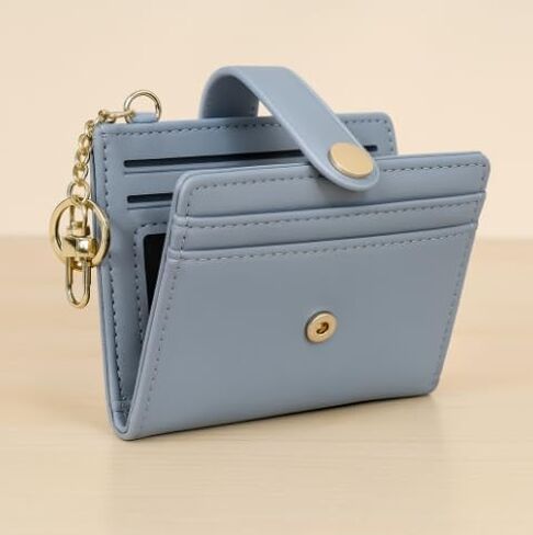 Slim PU Leather Bifold Card Wallet for Women – Zipper Coin Pocket & ID Window, Compact and Stylish in Saudi Arabia