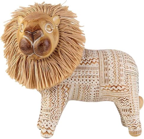 Lion Animal Figurines Modern Farmhouse Decor Coffee Table Decor Living Room Shelf Decorations Resin Office Statue Boho Home Sculpture Aesthetic Bookshelf Decorations (White-Brown) in Saudi Arabia