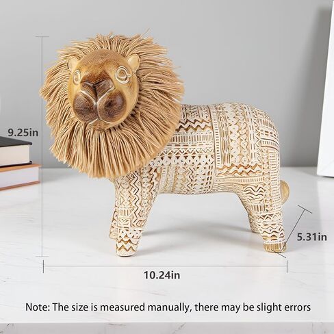 Lion Animal Figurines Modern Farmhouse Decor Coffee Table Decor Living Room Shelf Decorations Resin Office Statue Boho Home Sculpture Aesthetic Bookshelf Decorations (White-Brown) in Saudi Arabia