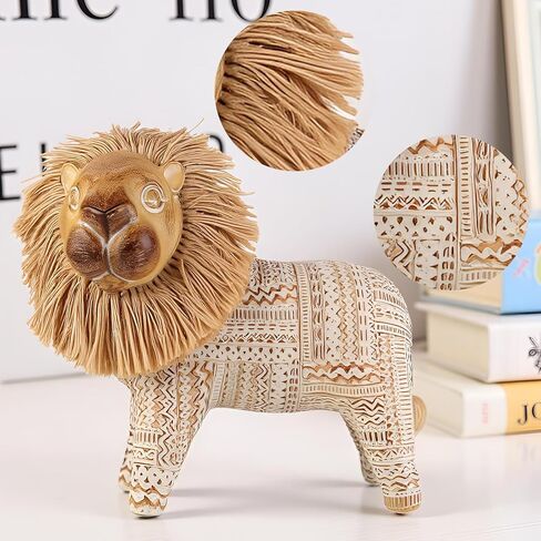 Lion Animal Figurines Modern Farmhouse Decor Coffee Table Decor Living Room Shelf Decorations Resin Office Statue Boho Home Sculpture Aesthetic Bookshelf Decorations (White-Brown) in Saudi Arabia