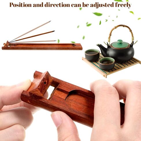 قطعتان من حامل البخور الخشبي للعصي بزاوية قابلة للتعديل، مبخرة من خشب الورد الطبيعي مقاس 9.5 بوصة مع جامع رماد البخور، مبخرة منزلية للتأمل واليوجا والاسترخاء وديكور المنزل in Kuwait