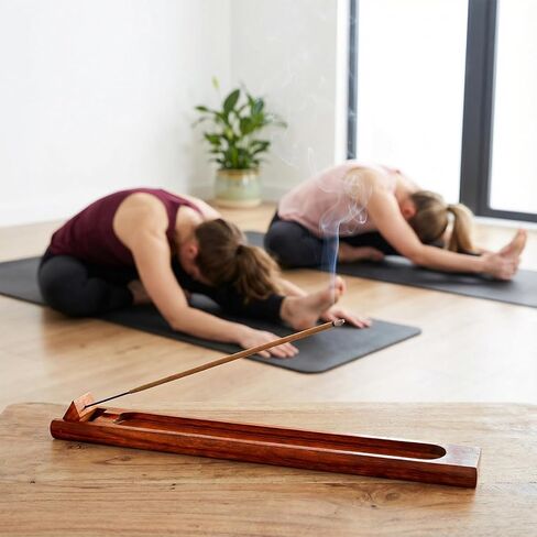 قطعتان من حامل البخور الخشبي للعصي بزاوية قابلة للتعديل، مبخرة من خشب الورد الطبيعي مقاس 9.5 بوصة مع جامع رماد البخور، مبخرة منزلية للتأمل واليوجا والاسترخاء وديكور المنزل in Kuwait