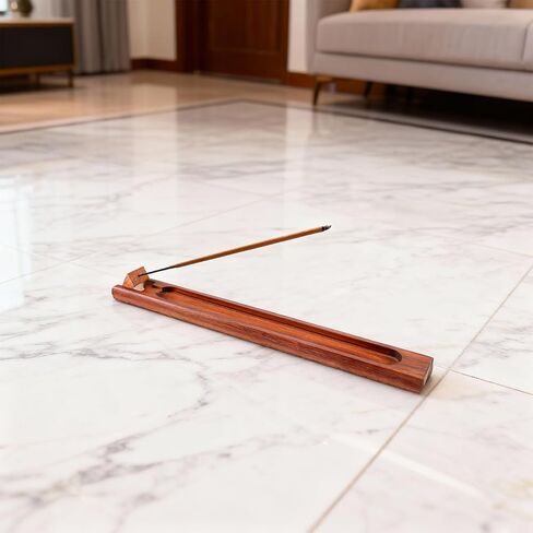 قطعتان من حامل البخور الخشبي للعصي بزاوية قابلة للتعديل، مبخرة من خشب الورد الطبيعي مقاس 9.5 بوصة مع جامع رماد البخور، مبخرة منزلية للتأمل واليوجا والاسترخاء وديكور المنزل in Kuwait