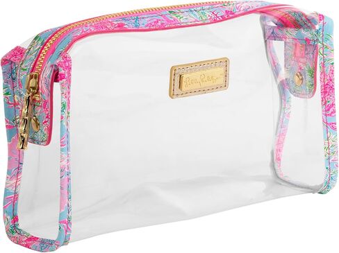 Lilly Pulitzer Clear Zipper Pouch, Cute Pencil Case for Adults, Travel Toiletry Bag, Small Pouch Bag for Supplies, Makeup or Toiletries (Via Amore Spritzer) in Saudi Arabia