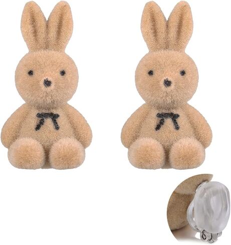 Easter Bunny Earrings for Women Cute 3D Lightweight Bunny Earrings Rabbit Stud Clip on Earrings Trendy Cartoon Plush Easter Earrings Unique Fashion Jewelry Accessories in Saudi Arabia