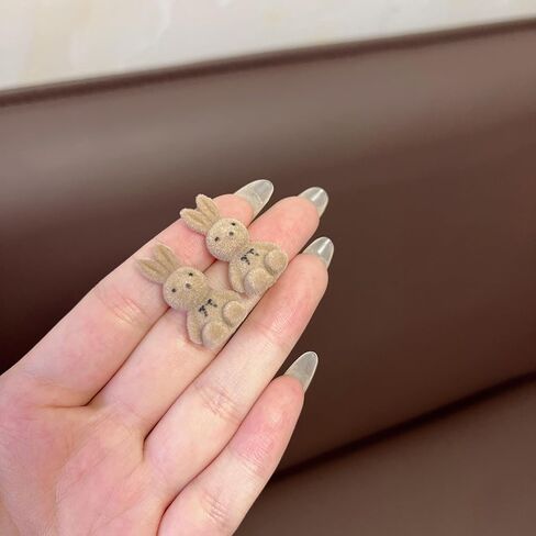 Easter Bunny Earrings for Women Cute 3D Lightweight Bunny Earrings Rabbit Stud Clip on Earrings Trendy Cartoon Plush Easter Earrings Unique Fashion Jewelry Accessories in Saudi Arabia