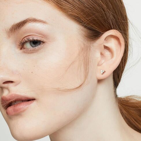 2 Pairs Sterling Silver Moissanite Stud Earrings:14k Gold Plated Delicate Sparkling Round Cut - Silver VVS1 Solitaire Precious Gorgeous Birthday Christmas Valentine's Day Wedding Brides Jewelry Gift Women in Kuwait