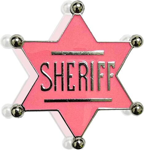 Pink Sheriff Badge | Pink Police Badge | Pink Cowgirl Sheriff Badge | Pink Sheriff Badge Costume Accessory | 2.5H X 2.3W Inches | Pink/Silver in Kuwait