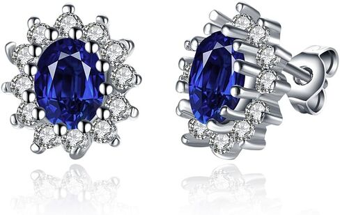 جوهرة الحجر الملك البيضاوي قطع الأحجار الكريمة الياقوت هالة الخطوبة أقراط الأزياء أقراط لزوجتها المرأة in Kuwait