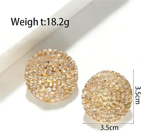 Sparkly Rhinestone Stud Earrings for Women Unique Round Statement Earring Large Crystal Button Earrings Trendy Formal Jewelry Accessories Gifts in Saudi Arabia