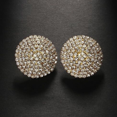 Sparkly Rhinestone Stud Earrings for Women Unique Round Statement Earring Large Crystal Button Earrings Trendy Formal Jewelry Accessories Gifts in Saudi Arabia