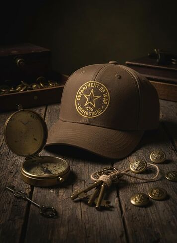 قبعة قسم الحرب، بنية عسكرية، نسيج قطني مضلع بنسبة 100%، تصميم تاريخي in Kuwait