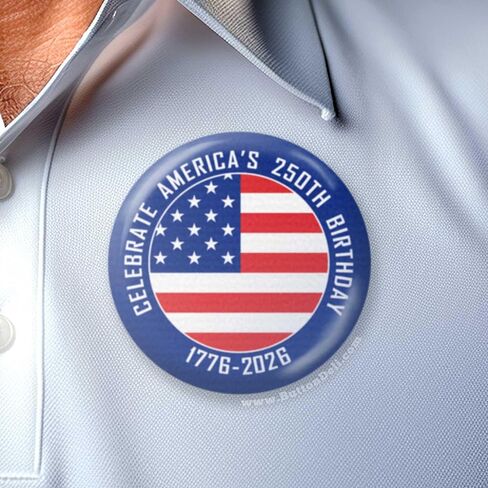 BUTTON DELI 25 Buttons with United States Flag and the USA 250 Semiquincentennial Revolution Celebration, Preppy Pinback Apparel Pins 1776-2026 - 841 in Kuwait