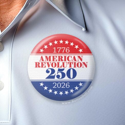 BUTTON DELI 25 Buttons with United States Flag and the USA 250 Semiquincentennial Revolution Celebration, Preppy Pinback Apparel Pins 1776-2026 - 841 in Kuwait