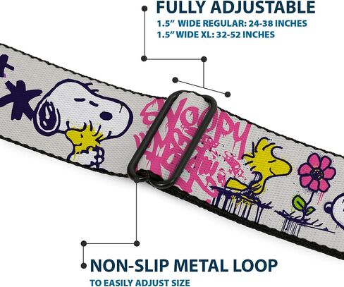 Peanuts Belt, Seatbelt Buckle Belt, Peanuts Snoopy and Woodstock Graffiti Collage Multi Color, Adjustable in Saudi Arabia
