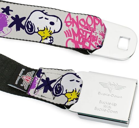 Peanuts Belt, Seatbelt Buckle Belt, Peanuts Snoopy and Woodstock Graffiti Collage Multi Color, Adjustable in Saudi Arabia