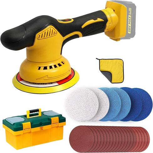 مجموعة أدوات تلميع عازلة لاسلكية احترافية، متوافقة مع بطارية ديوالت 20 فولت، 2800-5800 دورة في الدقيقة، 8 سرعات للتحكم، أداة تلميع مدارية مزدوجة عالية الطاقة، آلة إزالة الشعر بالشمع مع صندوق أدوات in Kuwait