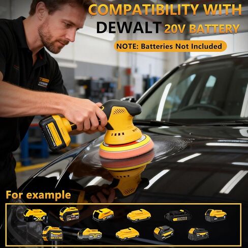 مجموعة أدوات تلميع عازلة لاسلكية احترافية، متوافقة مع بطارية ديوالت 20 فولت، 2800-5800 دورة في الدقيقة، 8 سرعات للتحكم، أداة تلميع مدارية مزدوجة عالية الطاقة، آلة إزالة الشعر بالشمع مع صندوق أدوات in Kuwait