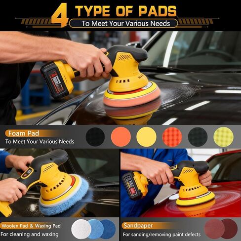 مجموعة أدوات تلميع عازلة لاسلكية احترافية، متوافقة مع بطارية ديوالت 20 فولت، 2800-5800 دورة في الدقيقة، 8 سرعات للتحكم، أداة تلميع مدارية مزدوجة عالية الطاقة، آلة إزالة الشعر بالشمع مع صندوق أدوات in Kuwait