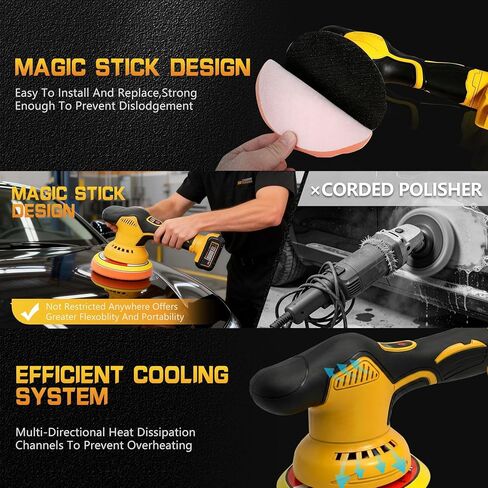 مجموعة أدوات تلميع عازلة لاسلكية احترافية، متوافقة مع بطارية ديوالت 20 فولت، 2800-5800 دورة في الدقيقة، 8 سرعات للتحكم، أداة تلميع مدارية مزدوجة عالية الطاقة، آلة إزالة الشعر بالشمع مع صندوق أدوات in Kuwait