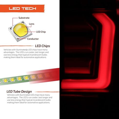 AKKON - Fits 2019-2024 GMC Siera 1500 2500HD 3500HD [Non-LED] Tube Bar LED Black Tail Lights Brake Lamps Pair Driver+Passenger in Saudi Arabia