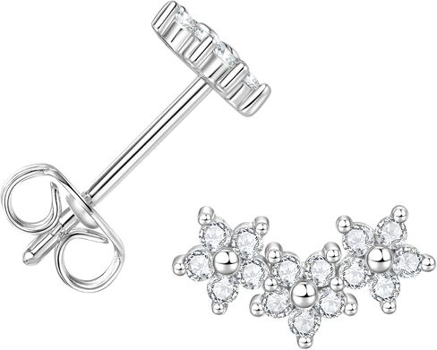 Moissanite Cluster Stud Earrings for Women, 14K Gold Filled Imitation Diamond Moissanite Studs Vintage Three Flower Stud Women Earrings Jewelry Valentine Anniversary Day Birthday Gifts for Her in Saudi Arabia