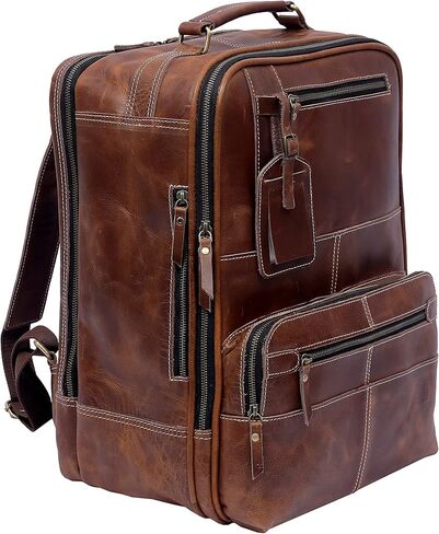 Retro Buffalo Leather Rucksack 17 Inch Laptop Backpack Travel knapsack College Book Hiking Bag, Birthday Business Travel Gift For Him in Saudi Arabia