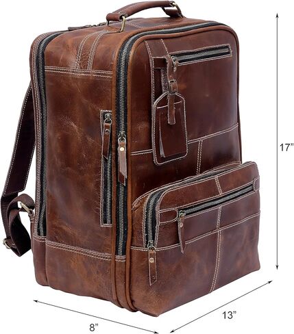 Retro Buffalo Leather Rucksack 17 Inch Laptop Backpack Travel knapsack College Book Hiking Bag, Birthday Business Travel Gift For Him in Saudi Arabia