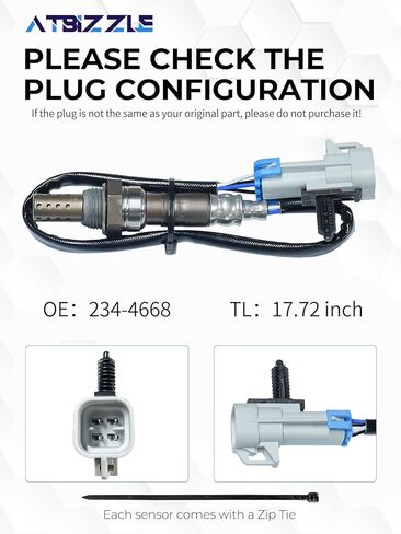 O2 Oxygen Sensor 234-4668 Upstream or Downstream Fit for Chevy Silverado Suburban Avalanche Malibu, Cadillac Escalade, GMC Yukon Sierra, Buick Pontiac Saturn 2007 2008 2009 2010 2011, 1PCS in Kuwait
