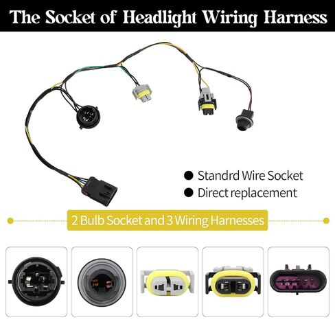RED WOLF Headlight Wiring Harness Socket Replacement for Chevy Malibu 2008 2009 2010 2011 2012 Replace 645-539 15930264 Headlamp LED Wire Connector Plug in Saudi Arabia
