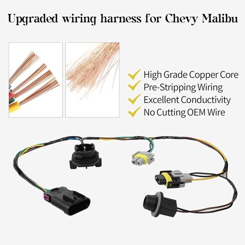RED WOLF Headlight Wiring Harness Socket Replacement for Chevy Malibu 2008 2009 2010 2011 2012 Replace 645-539 15930264 Headlamp LED Wire Connector Plug in Saudi Arabia