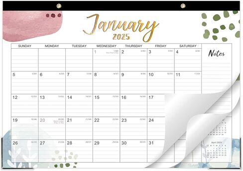 2025 Calendar - Wall Calendar 2025 from Jan.2025 - Dec.2025, 14.8" x 11.6", 2025 Hanging Calendar with Twin-Wire Binding, Blank Block, Julian Dates, Hanging Loop, Holiday Reminder, Thick Paper in Kuwait