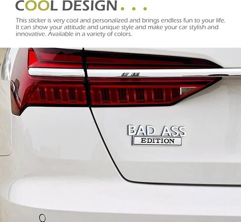Car Bad Ass Edition Emblem, 3D Car Badge Decal, Auto Fender Bumper Hood Trunk Door Decal, Auto Exterior Essentials Accessories, for Vehicle Motorcycle SUV Truck (Sliver-Black) in Saudi Arabia
