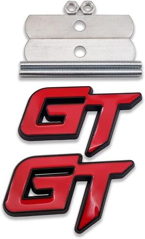 3D Metal GT Logo Car Front Grille Emblem + Grand Tourer Trunk Lid Badge Racing Sport Sticker Turbo Decal Replacement for Universal Vehicle, Car, SUV, Truck (Black Red) in Saudi Arabia