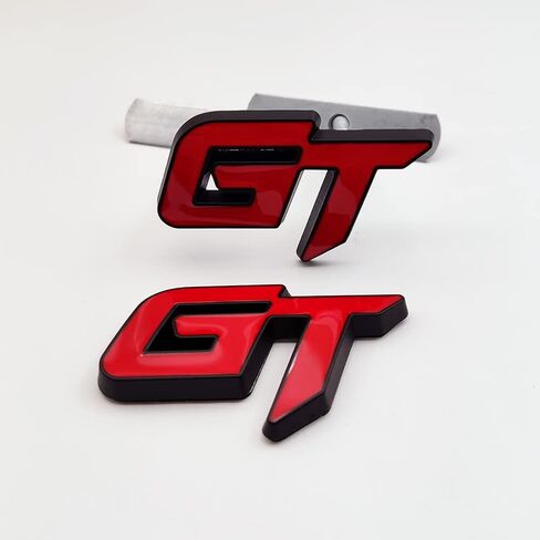3D Metal GT Logo Car Front Grille Emblem + Grand Tourer Trunk Lid Badge Racing Sport Sticker Turbo Decal Replacement for Universal Vehicle, Car, SUV, Truck (Black Red) in Saudi Arabia