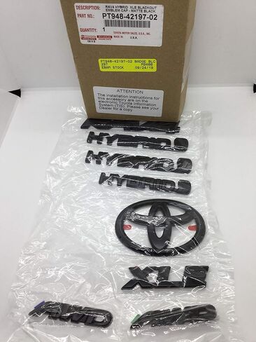 Genuine Toyota 2019 & Newer RAV4 Hybrid XLE Black Blackout Emblem Overlay Kit (PT948-42197-02) in Saudi Arabia