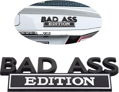 1 Pcs Car Modification Label, Car Bad Ass Edition Emblem, Car Tail Badge, 3D Fender Badge Decal Car Sticker, Suitable for Most Cars, Trucks, Suvs, Car Door (Silver & Black) in Kuwait