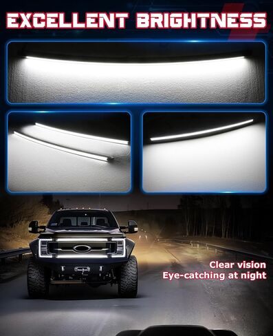 OFFROADTOWN LED Grille Lights Compatible with 2017-2022 Ford Super Duty F-250 XLT Lariat Platinum 2PCS 37 Inch Curved DRL LED Grille Accent Light Bar Kit Front Warning Light in Saudi Arabia