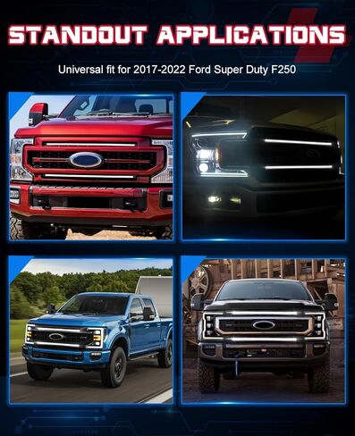 OFFROADTOWN LED Grille Lights Compatible with 2017-2022 Ford Super Duty F-250 XLT Lariat Platinum 2PCS 37 Inch Curved DRL LED Grille Accent Light Bar Kit Front Warning Light in Saudi Arabia
