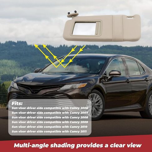حاجب الشمس من الجانب الأيسر للسائق باللون البيج مع فتحة سقف متوافق مع Camry 2006 2007 2008 2009 2010 2011 74320-06800-E0 حاجب الشمس الداخلي in Saudi Arabia